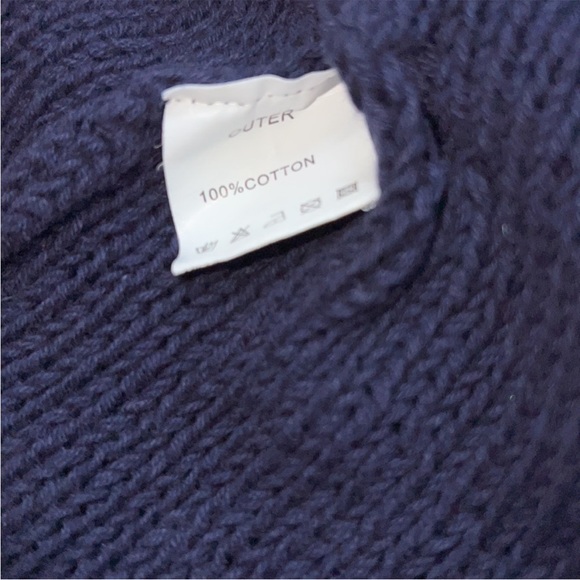 Miss Finch Navy Blue Cotton Long Sleeve Sweater with  Holes S/M (tag missing) - Picture 4 of 4